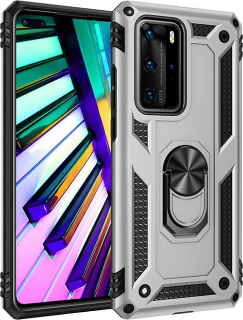 Huawei P40 Pro Kılıf Vega Yüzüklü Standlı Tank Zırh Kapak + Ekran Koruma