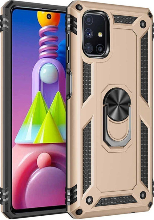 Samsung Galaxy M51 Kılıf Vega Yüzüklü Standlı Tank Zırh Kapak + Ekran Koruma