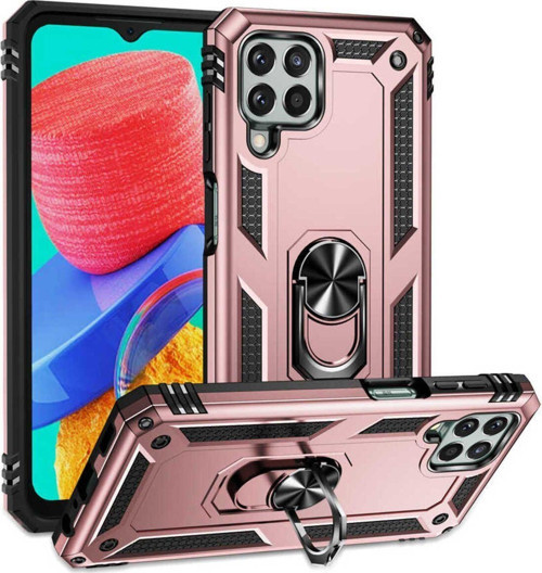 Samsung Galaxy M33 Kılıf Vega Yüzüklü Standlı Tank Zırh Kapak + Ekran Koruma