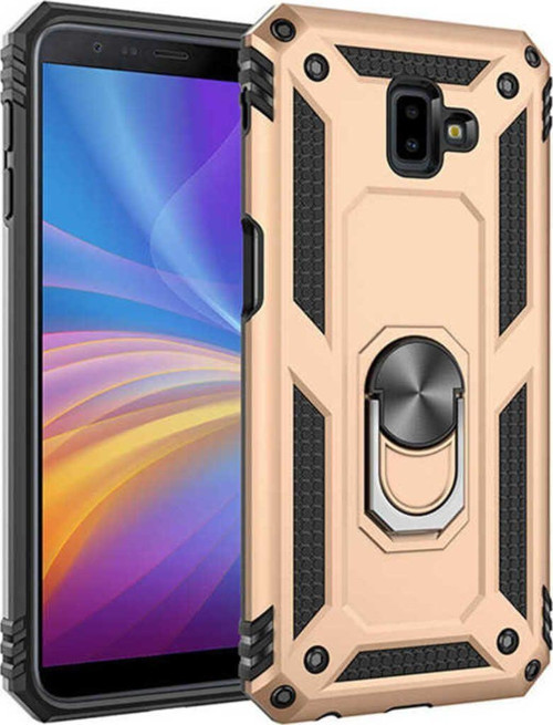 Samsung Galaxy J6 Plus Kılıf Vega Yüzüklü Standlı Tank Zırh Kapak + Ekran Koruma