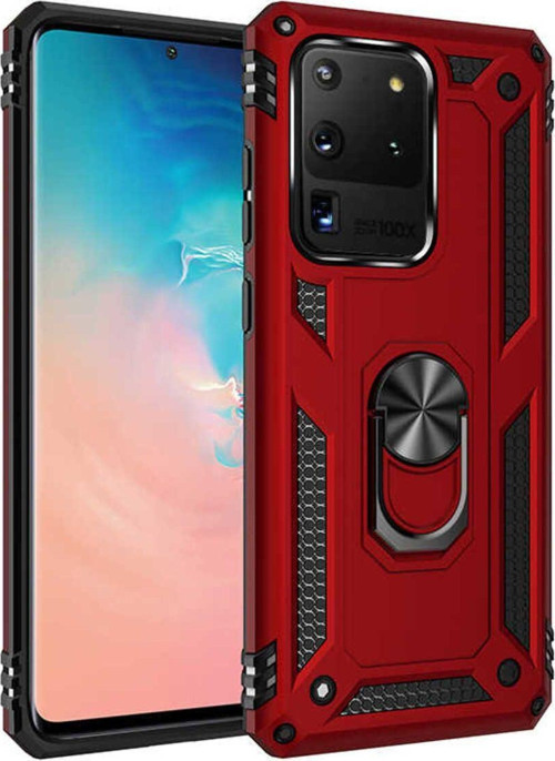 Samsung Galaxy S20 Ultra Kılıf Vega Yüzüklü Standlı Tank Zırh Kapak + Ekran Koruma