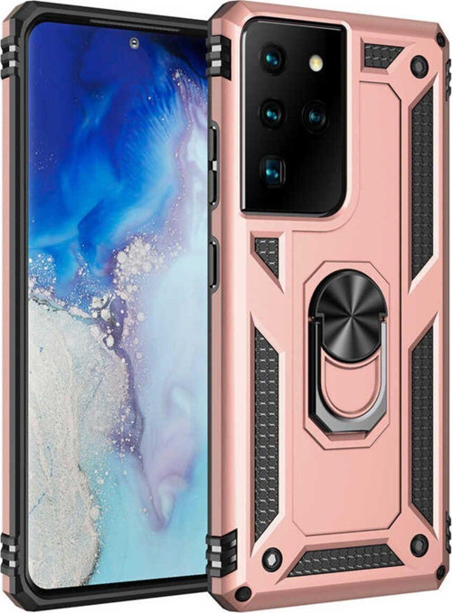Samsung Galaxy S21 Ultra Kılıf Vega Yüzüklü Standlı Tank Zırh Kapak + Ekran Koruma
