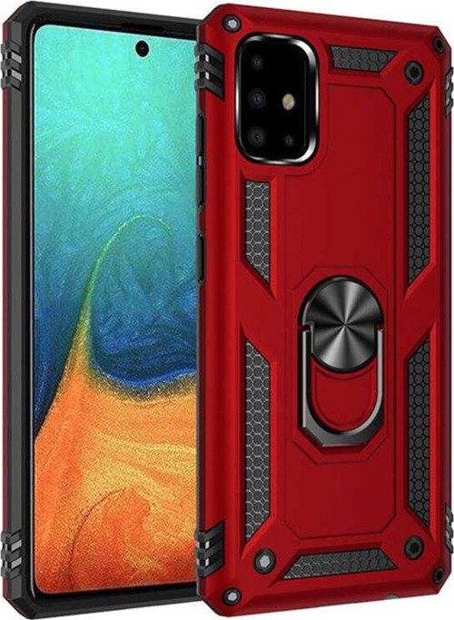 Samsung Galaxy A71 Kılıf Vega Yüzüklü Standlı Tank Zırh Kapak + Ekran Koruma