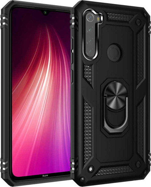 Xiaomi Redmi Note 8 Kılıf Vega Yüzüklü Standlı Tank Zırh Kapak + Ekran Koruma