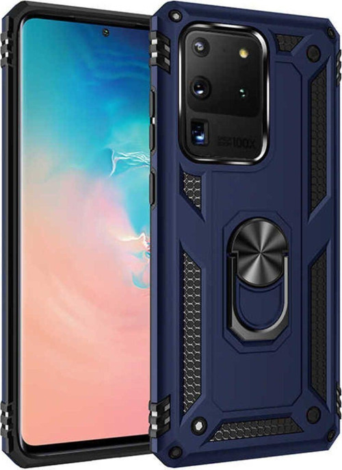 Samsung Galaxy S20 Ultra Kılıf Vega Yüzüklü Standlı Tank Zırh Kapak + Ekran Koruma