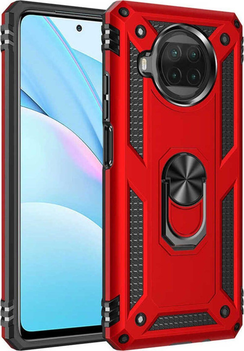 Xiaomi Mi 10T Lite 5G Kılıf Vega Yüzüklü Standlı Tank Zırh Kapak + Ekran Koruma