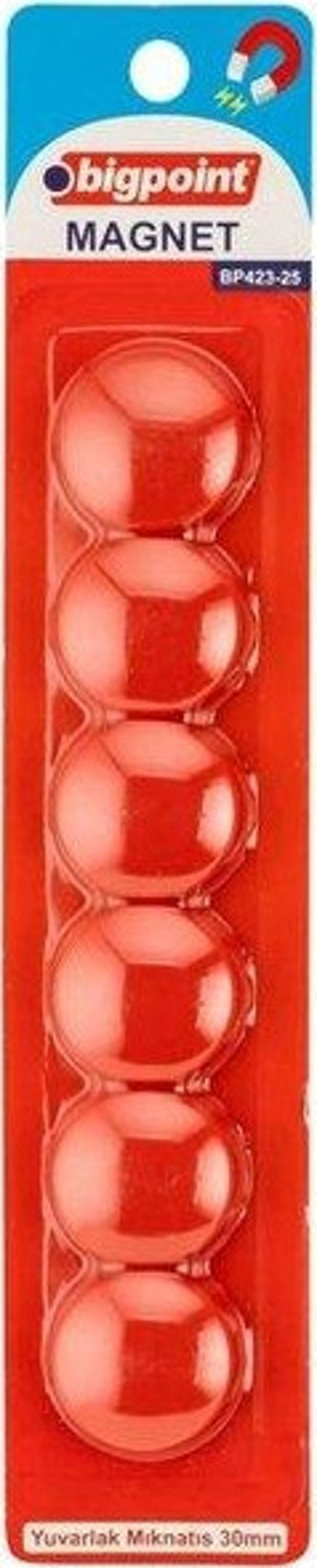 423-25 Magnet 30mm (Mıknatıs) Kırmızı 6'lı Blister