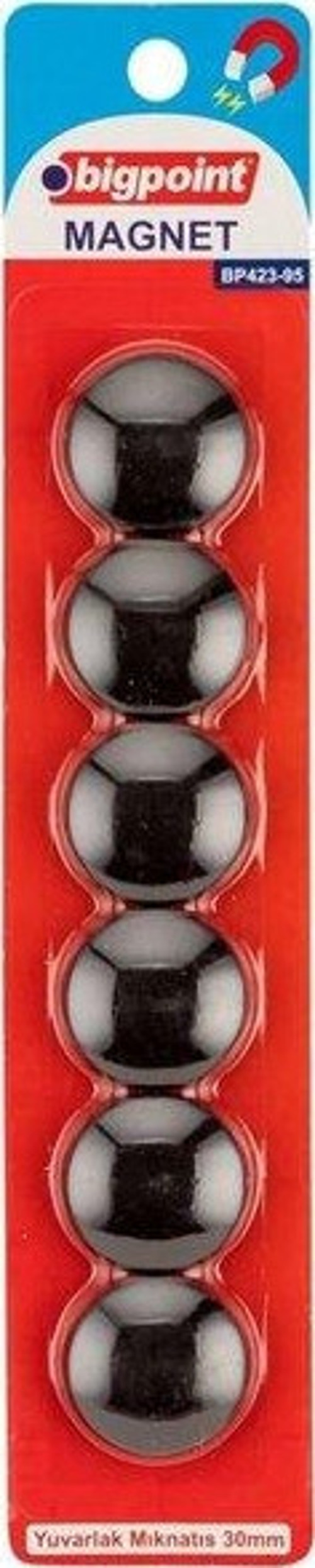 423-95 Magnet 30mm (Mıknatıs) Siyah 6'lı Blister