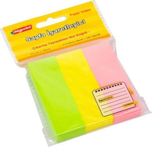 818-23 Yapışkanlı Not Kağıdı 3 Neon Renk 25x75mm