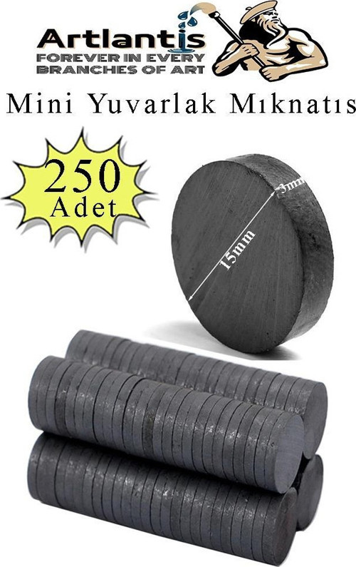 Yuvarlak Mıknatıs Mini 250 Adet 15x3 mm Mini Mıknatıs Seramik Kömür Mıknatıs Nişan Düğün Sünnet Çok Amaçlı Süsleme Mıkna