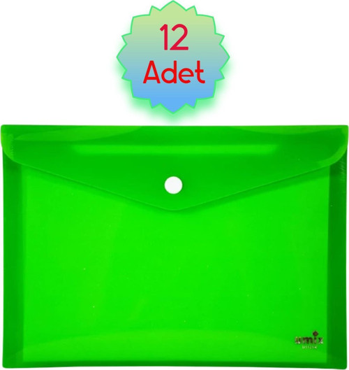 Çıtçıtlı A4 Zarf Dosya Neon Yeşil 12 Adet