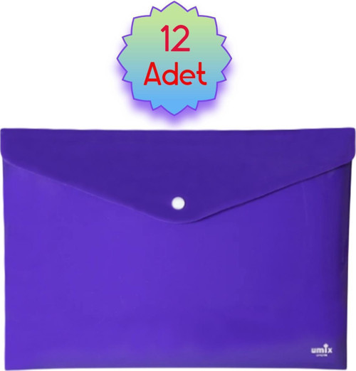 Çıtçıtlı A4 Zarf Dosya Neon Mor 12 Adet