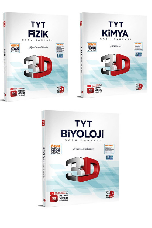 3D 2023 Tyt Fizik Kimya Biyoloji Üçlü Soru Bankası Seti