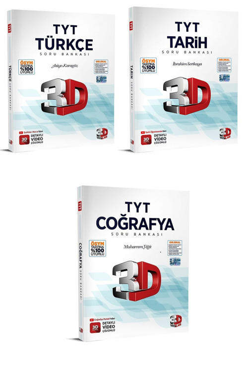 3D 2023 Tyt Türkçe-tarih-coğrafya Soru Bankaları Üçlü Set