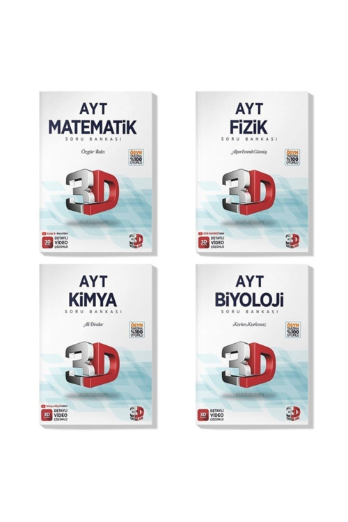 3d 2022 Ayt Matematik Fizik Kimya Biyoloji Soru Bankası Seti (4 Kitap)