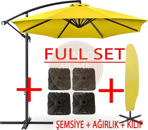 3 Mt 8 Kaburga Full Demir 21 Kg Sarı Bahçe Şemsiyesi Full Set Havuz Şemsiyesi Büyük Şemsiye Sarı