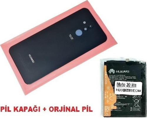 Huawei Mate 20 Lite Arka Pil Batarya Kapağı + PİL (LENSLİ CAM) SİYAH