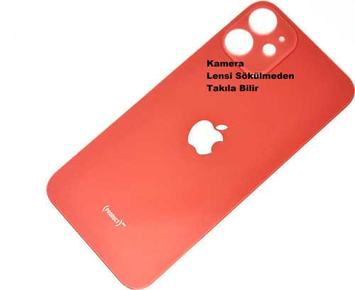 İphone 12 MİNİ Arka Pil Batarya Kapağı (CAM) Kırmızı
