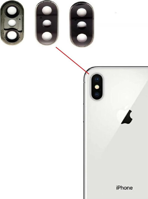 İphone X FULL Arka Kamera Camı Lens Yapışkanlı SİYAH