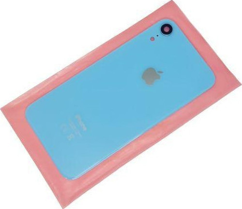 iPhone XR Arka Pil Kapak Kamera Lensli (Yazılı Cam) MAVİ