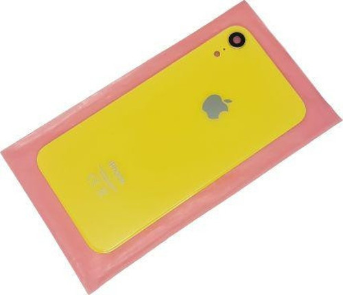 iPhone XR Arka Pil Kapak Kamera Lensli (Yazılı Cam) SARI