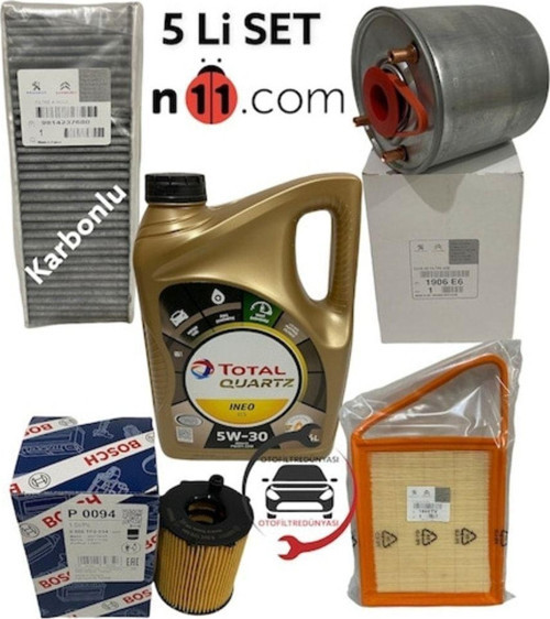 Citroen C-Elysee Peugeot 301 1.6 Hdi Hava Yağ Polen Yakit Ineo Ecs 4Lt 5W30 Dpf Liyaği-5Li Ta
