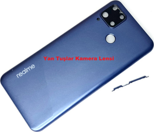 Oppo Realme C15 kasa Arka Pil Batarya Kapağı MAVİ