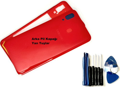 Samsung Galaxy A20 A 205 KASA Arka Pil Batarya Kapağı (TAMİR SETİ) KIRMIZI