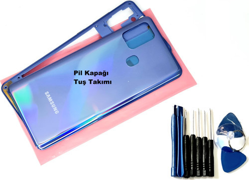 Samsung Galaxy A21S FULL ORJ KASA Arka Pil Batarya Kapağı (TAMİR SETİ) MAVİ