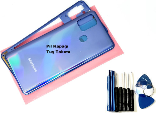 Samsung Galaxy A21S KASA Arka Pil Batarya Kapağı (TAMİR SETİ) MAVİ