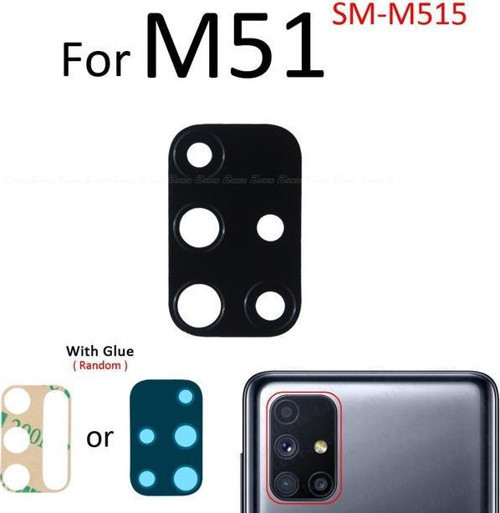Samsung Galaxy M51 Arka Kamera Camı Lens Yapışkanlı