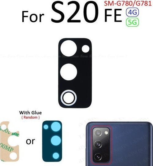 Samsung Galaxy S20 FE Arka Kamera Camı Lens Yapışkanlı