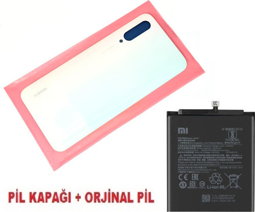 Xiaomi Mi 9 LİTE Arka Kapak Batarya Pil Kapağı + PİL (CAM) BEYAZ