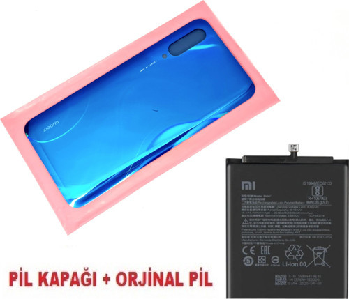 Xiaomi Mi 9 LİTE Arka Kapak Batarya Pil Kapağı + PİL (CAM) MAVİ