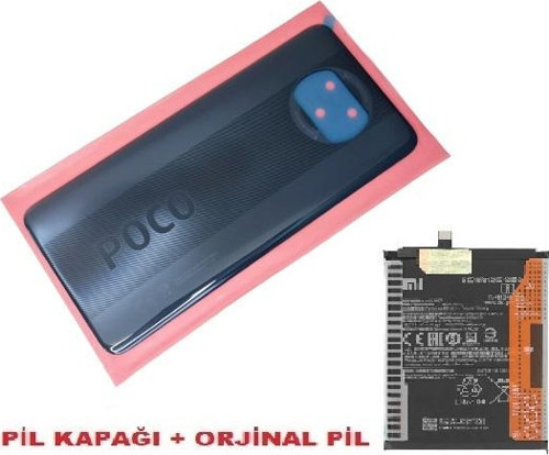 Xiaomi Poco X3 / Poco X3 NFC Arka Kapak Batarya Pil Kapağı + PİL (CAM) SİYAH
