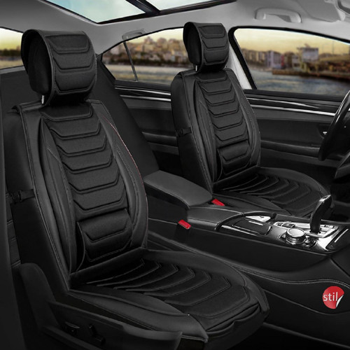 Volvo V40 Cross Country Station Wagon Uyumlu Lüx Deri Oto Koltuk Kılıfı Ön Arka Takım Set Antalya TAM SİYAH