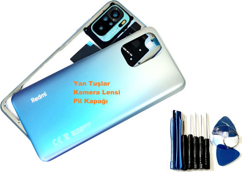 Xiaomi Redmi Note 10S (4G) KASA Arka Pil Batarya Kapağı (TAMİR SETİ) MAVİ