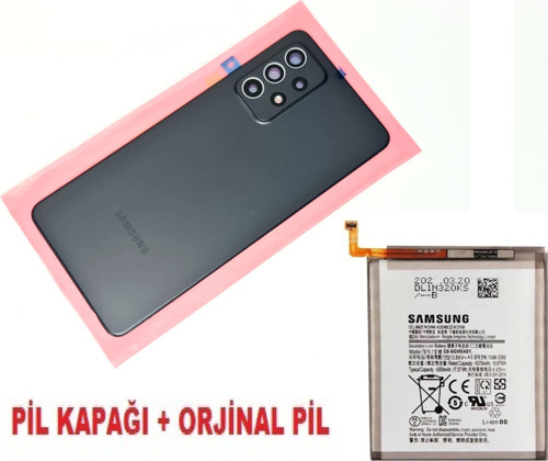 Samsung Galaxy A52 A525 Arka Pil Batarya Kapağı + PİL (Kamera Lensli) SİYAH