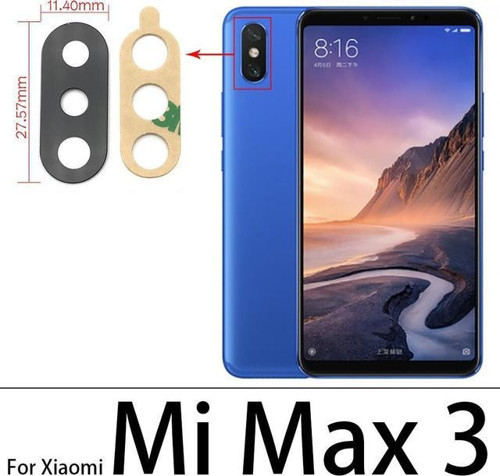Xiaomi Mİ MAX 3 Arka Kamera Camı Lens Yapışkanlı