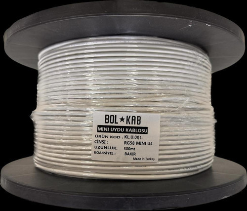 BOLKAB RG 58 MİNİ U 4 ANTEN KABLOSU GÖBEK 0.60 MM-48 TELLİ 1 MT