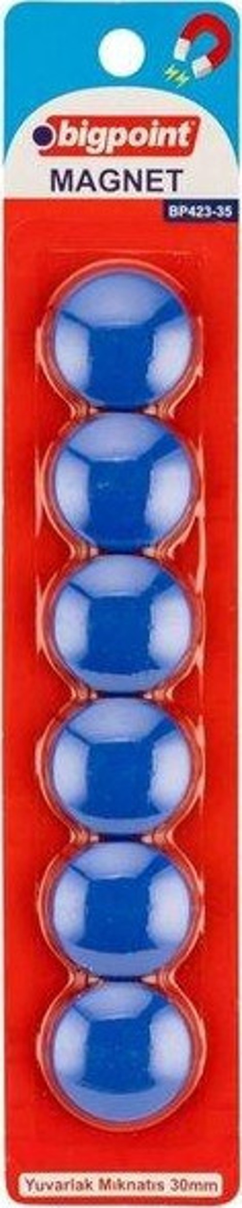 423-35 Magnet 30mm (Mıknatıs) Mavi 6'lı Blister