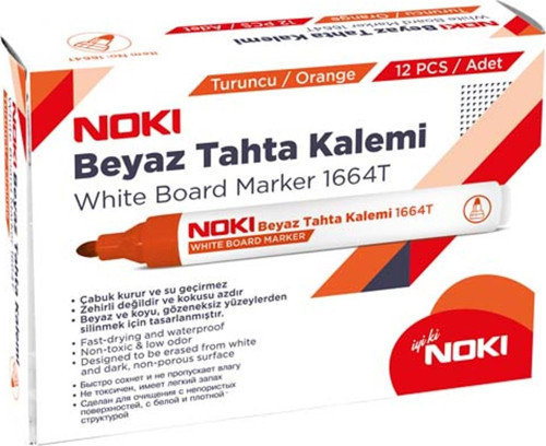 Doldurulabilir Beyaz Tahta Kalemi Turuncu 12 Adet