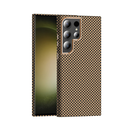 Galaxy S24 Ultra Kılıf M-safe Şarj Özellikli Karbon Fiber Görünümlü Gros Kılıf Desert Titanyum