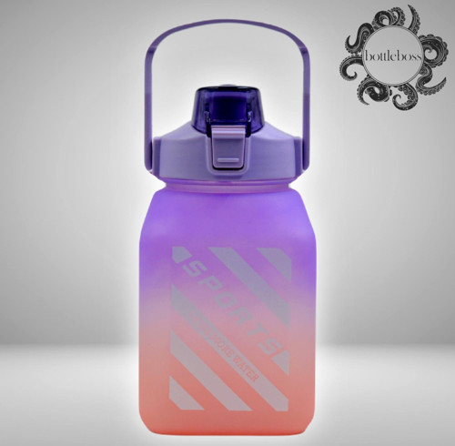Kare Spor Model Taşıma Askılı Pipetli Motivasyon Matarası 1,5 Litre Sticker HEDİYELİ Mor