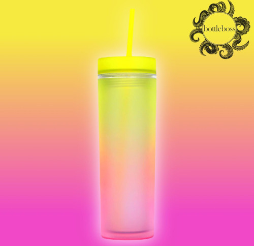 Çift Katmanlı Pipetli Çift Renkli Sızdırmaz Bardak Matara 480 Ml Sarı