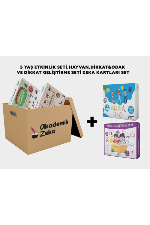 Akademik Zeka 5 Yaş Dikkat Geliştirme Seti,5 Yaş Etkinlik Seti, Hayvanlar Ve Dikkat&Odak Geliştirme Zeka Kartları