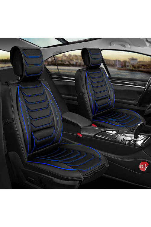 Volkswagen Jetta Mk 6 2011-2013 Uyumlu Lüx Deri Oto Koltuk Kılıfı Ön Arka Takım Set Antalya SİYAH MAVİ