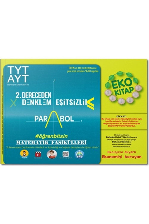 Tonguç Akademi Tyt-Ayt Matematik Fasikülleri- Ikinci Dereceden Denklemler-Parabol-Eşitsizlikler Eko / 2022