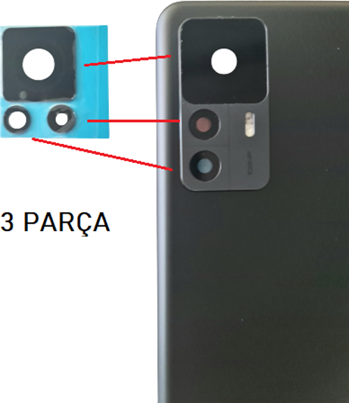 Xiaomi Mi 12T Arka Kamera Camı Lens Yapışkanlı