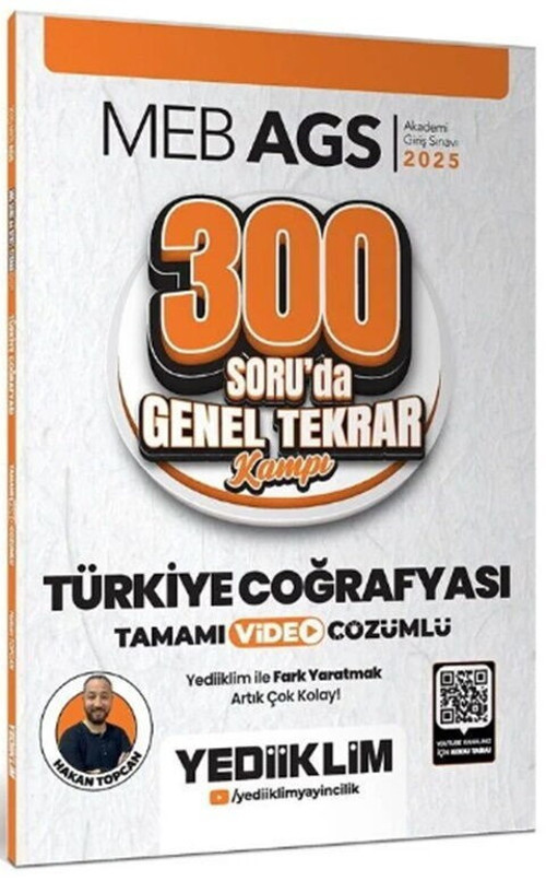 2025 MEB AGS Türkiye Coğrafyası 300 Soruda Genel Tekrar Kampı Çözümlü Yediiklim Yayınları